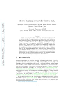 Hybrid Ranking Network for Text-to-SQL