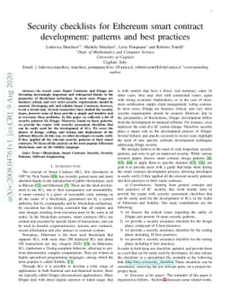 Security checklists for Ethereum smart contract development: patterns
  and best practices