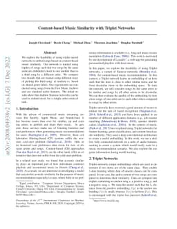 Content-based Music Similarity with Triplet Networks