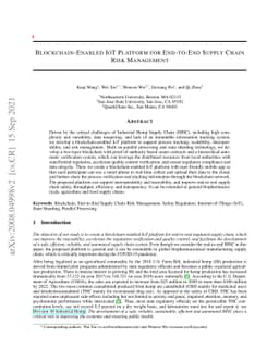 Blockchain-Enabled Internet-of-Things Platform for End-to-End Industrial
  Hemp Supply Chain