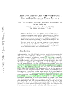 Real-Time Cardiac Cine MRI with Residual Convolutional Recurrent Neural
  Network