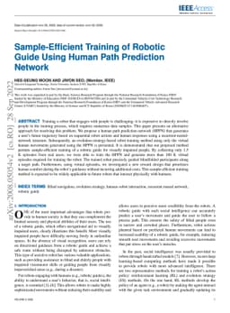 Sample-Efficient Training of Robotic Guide Using Human Path Prediction
  Network