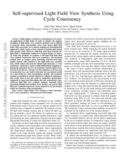 Self-supervised Light Field View Synthesis Using Cycle Consistency