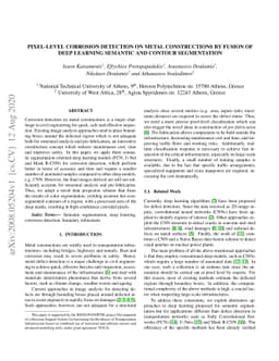 Pixel-level Corrosion Detection on Metal Constructions by Fusion of Deep
  Learning Semantic and Contour Segmentation