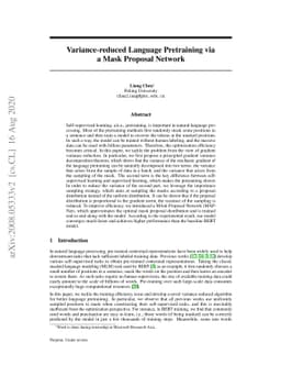 Variance-reduced Language Pretraining via a Mask Proposal Network
