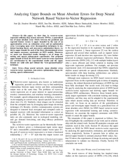 Analyzing Upper Bounds on Mean Absolute Errors for Deep Neural Network
  Based Vector-to-Vector Regression