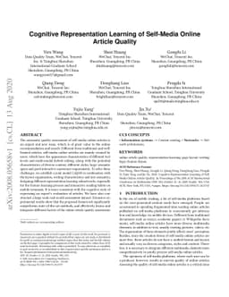 Cognitive Representation Learning of Self-Media Online Article Quality