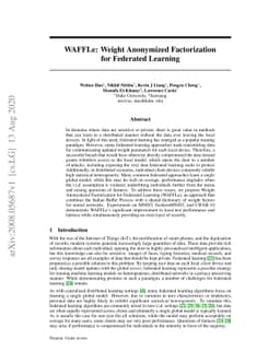 WAFFLe: Weight Anonymized Factorization for Federated Learning