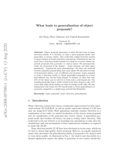 What leads to generalization of object proposals?
