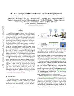 DF-GAN: A Simple and Effective Baseline for Text-to-Image Synthesis