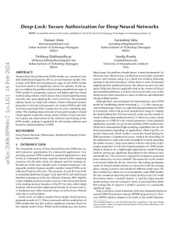 Deep-Lock: Secure Authorization for Deep Neural Networks