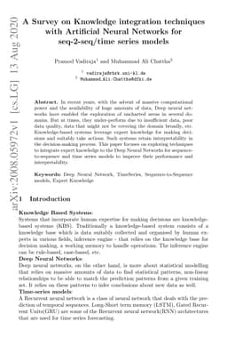 A Survey on Knowledge integration techniques with Artificial Neural
  Networks for seq-2-seq/time series models