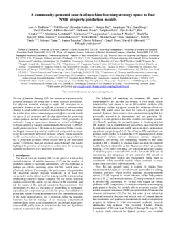 A community-powered search of machine learning strategy space to find
  NMR property prediction models