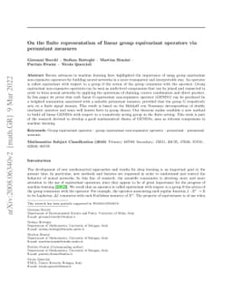 On the finite representation of group equivariant operators via
  permutant measures