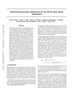 Efficient hyperparameter optimization by way of PAC-Bayes bound
  minimization