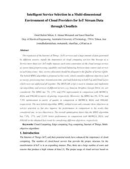Intelligent Service Selection in a Multi-dimensional Environment of
  Cloud Providers for IoT stream Data through cloudlets