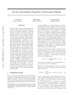 On the Generalization Properties of Adversarial Training