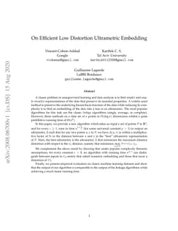 On Efficient Low Distortion Ultrametric Embedding