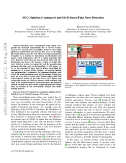 SGG: Spinbot, Grammarly and GloVe based Fake News Detection