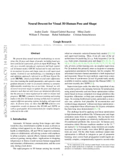 Neural Descent for Visual 3D Human Pose and Shape