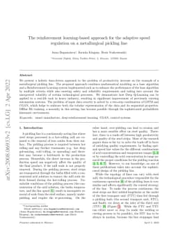 The reinforcement learning-based multi-agent cooperative approach for
  the adaptive speed regulation on a metallurgical pickling line