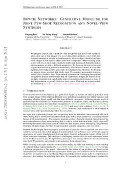 Bowtie Networks: Generative Modeling for Joint Few-Shot Recognition and
  Novel-View Synthesis