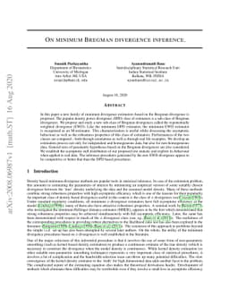 On minimum Bregman divergence inference