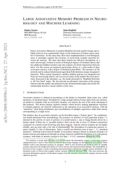 Large Associative Memory Problem in Neurobiology and Machine Learning