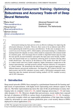 Adversarial Concurrent Training: Optimizing Robustness and Accuracy
  Trade-off of Deep Neural Networks