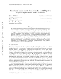 Uncertainty aware Search Framework for Multi-Objective Bayesian
  Optimization with Constraints