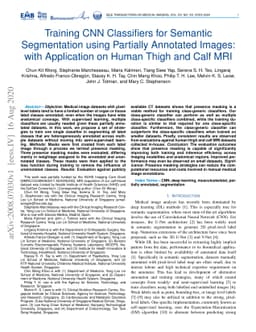 Training CNN Classifiers for Semantic Segmentation using Partially
  Annotated Images: with Application on Human Thigh and Calf MRI