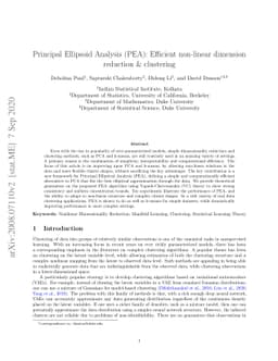 Principal Ellipsoid Analysis (PEA): Efficient non-linear dimension
  reduction & clustering