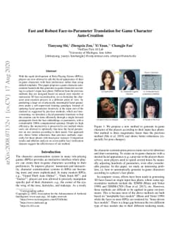 Fast and Robust Face-to-Parameter Translation for Game Character
  Auto-Creation