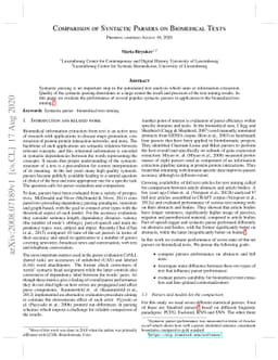 Comparison of Syntactic Parsers on Biomedical Texts