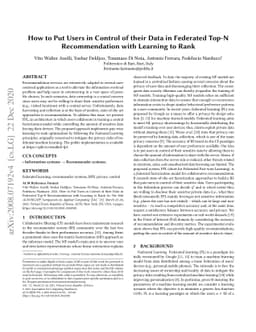 How to Put Users in Control of their Data in Federated Top-N
  Recommendation with Learning to Rank