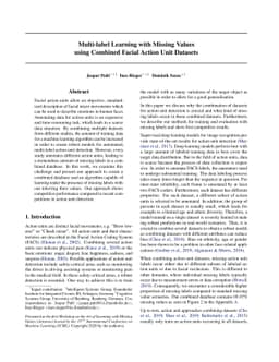 Multi-label Learning with Missing Values using Combined Facial Action
  Unit Datasets