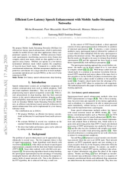 Efficient Low-Latency Speech Enhancement with Mobile Audio Streaming
  Networks