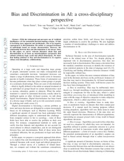 Bias and Discrimination in AI: a cross-disciplinary perspective