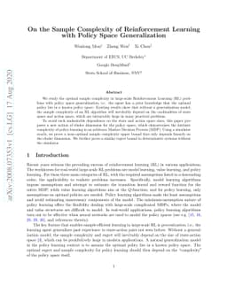 On the Sample Complexity of Reinforcement Learning with Policy Space
  Generalization