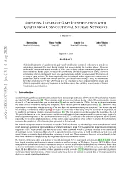 Rotation-Invariant Gait Identification with Quaternion Convolutional
  Neural Networks