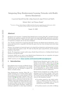 Integrating Deep Reinforcement Learning Networks with Health System
  Simulations