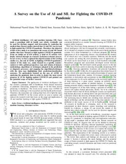 A Survey on the Use of AI and ML for Fighting the COVID-19 Pandemic