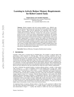 Learning to Actively Reduce Memory Requirements for Robot Control Tasks