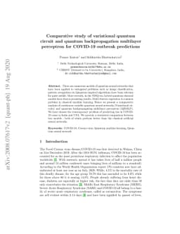 Comparative study of variational quantum circuit and quantum
  backpropagation multilayer perceptron for COVID-19 outbreak predictions