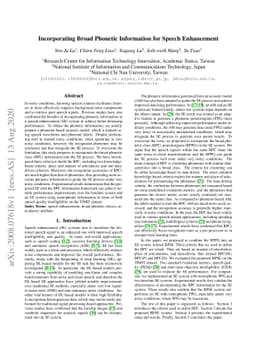 Incorporating Broad Phonetic Information for Speech Enhancement