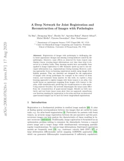 A Deep Network for Joint Registration and Reconstruction of Images with
  Pathologies