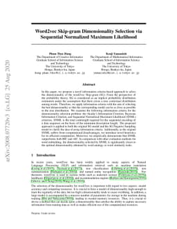 Word2vec Skip-gram Dimensionality Selection via Sequential Normalized
  Maximum Likelihood