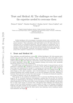 Trust and Medical AI: The challenges we face and the expertise needed to
  overcome them