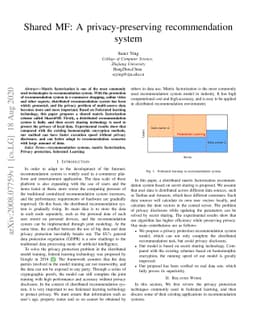 Shared MF: A privacy-preserving recommendation system