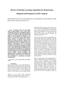 Review of Machine Learning Algorithms for Brain Stroke Diagnosis and
  Prognosis by EEG Analysis
